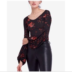 Free people To the Tropics blouson sleeve top